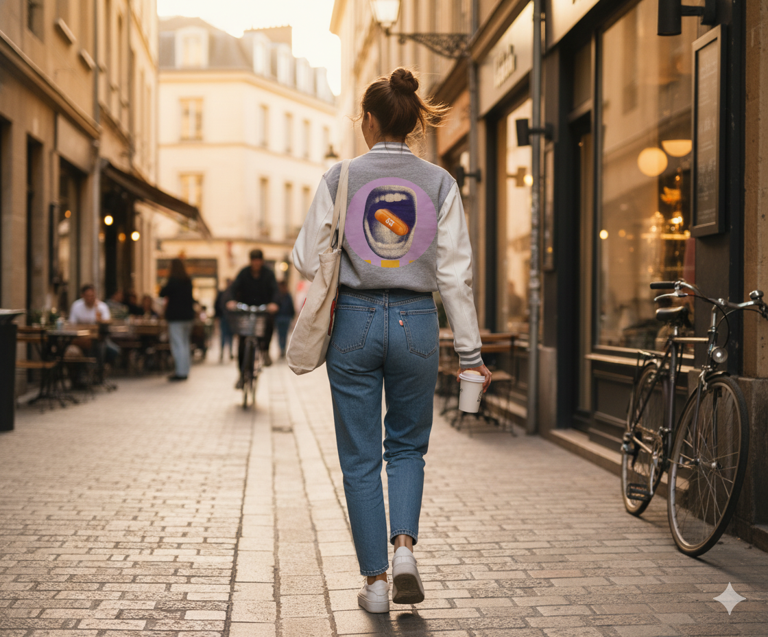 SATOSHE -  Bitcoiner's Orange Pill Baseball Jacket
