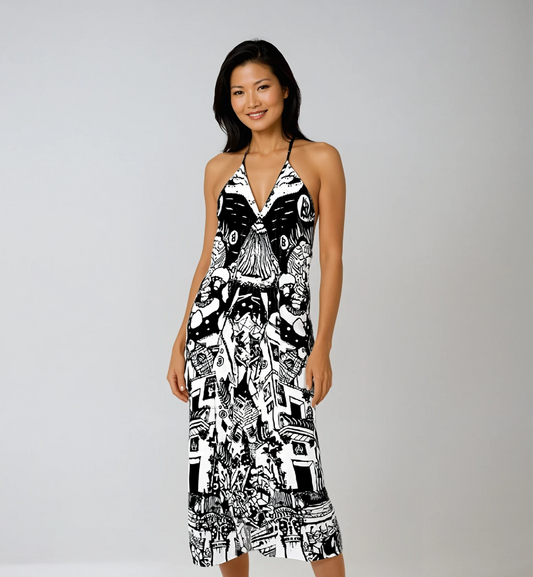 01 - Bitcoiner's Halterneck Backless Dress